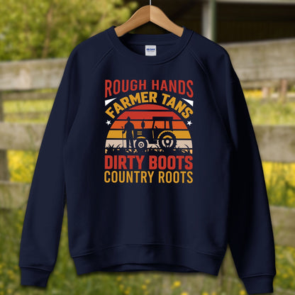 Mens Shirts Adult Sweatshirt / S / Navy Rough Hands Farmer Tans Shirt