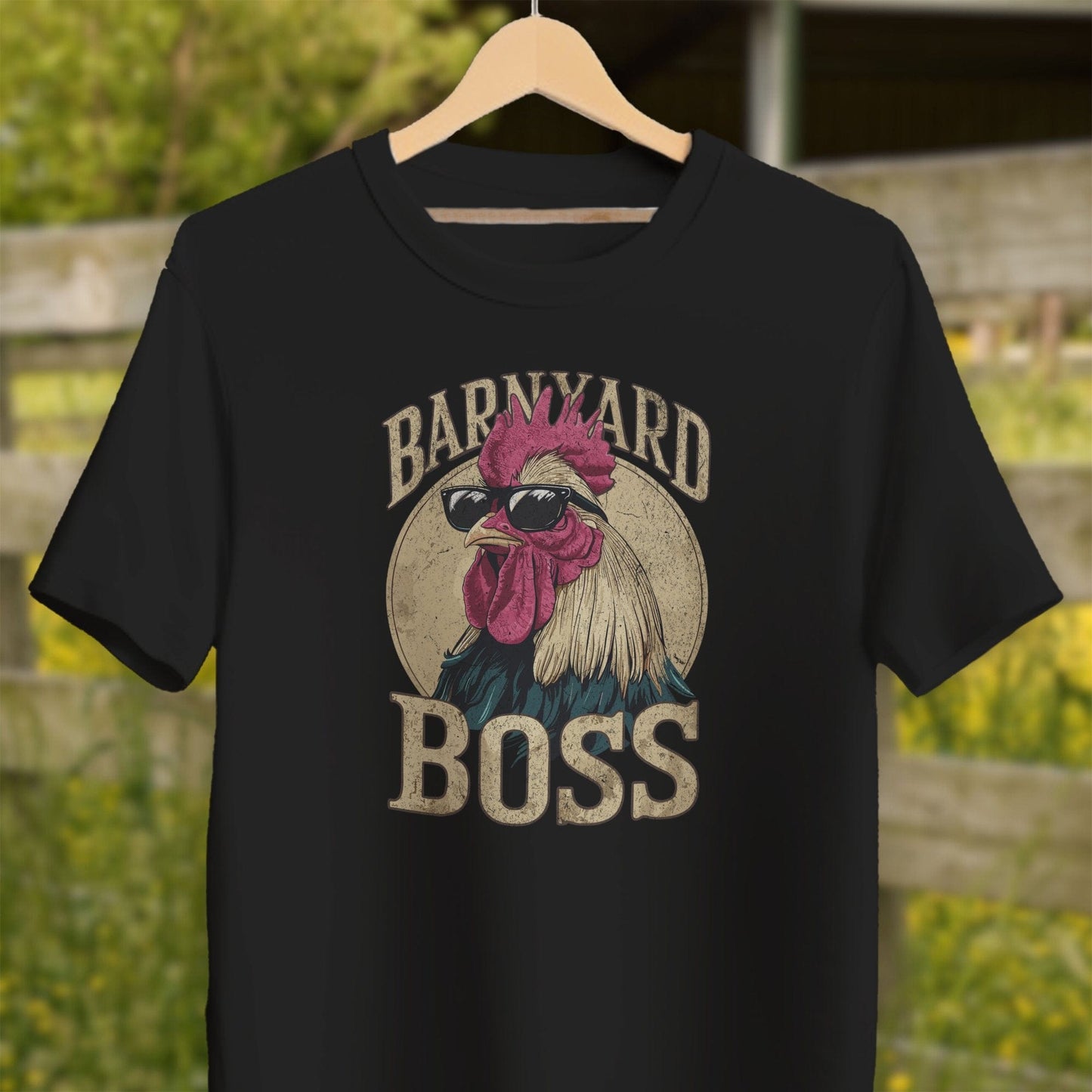 Mens Shirts Adult T-Shirt / Black / XS Barnyard Boss Rooster Shirt