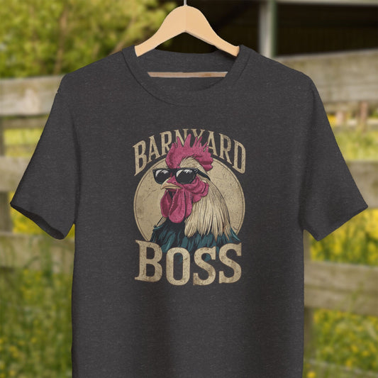 Mens Shirts Adult T-Shirt / Dark Grey Heather / XS Barnyard Boss Rooster Shirt