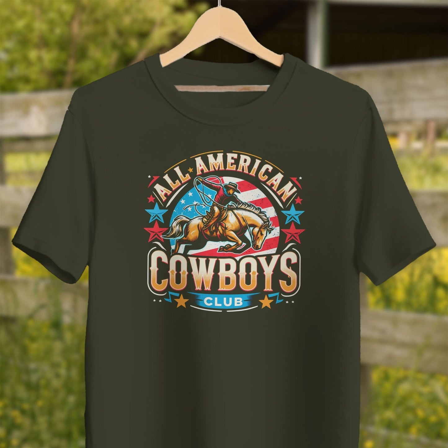 Mens Shirts Adult T-Shirt / Dark Olive / XS All American Cowboys Club Shirt