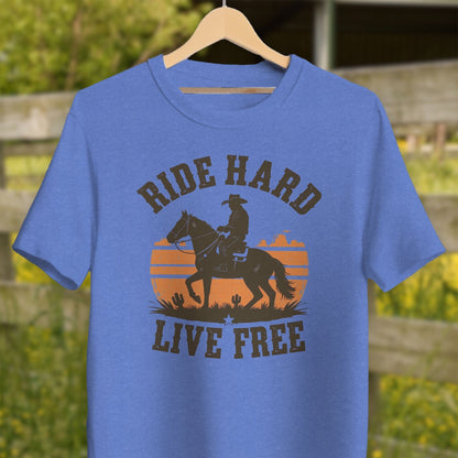 Mens Shirts Adult T-Shirt / Heather Columbia Blue / XS Ride Hard Live Free Shirt