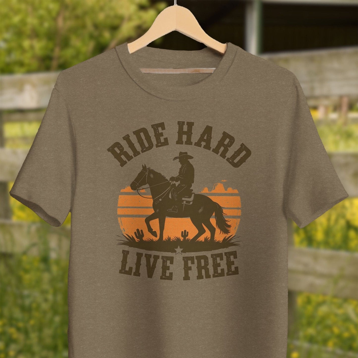 Mens Shirts Adult T-Shirt / Heather Olive / XS Ride Hard Live Free Shirt