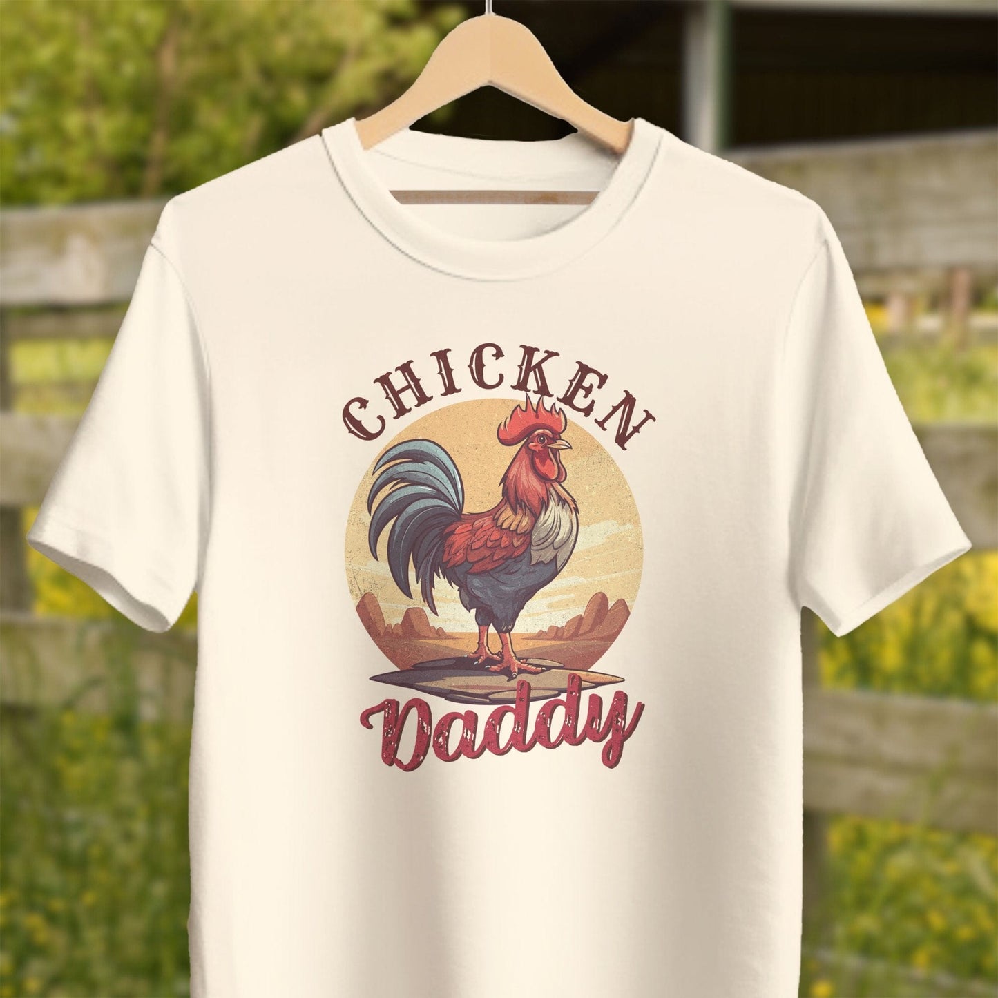 Mens Shirts Adult T-Shirt / Natural / XS Chicken Daddy Rooster Shirt