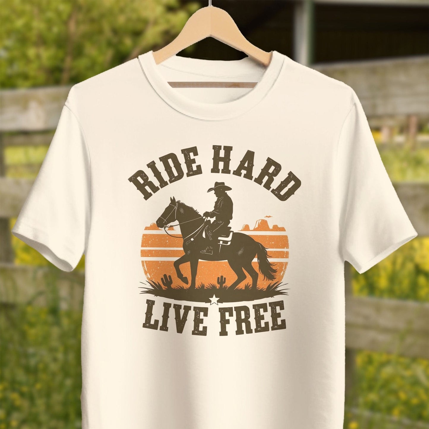 Mens Shirts Adult T-Shirt / Natural / XS Ride Hard Live Free Shirt