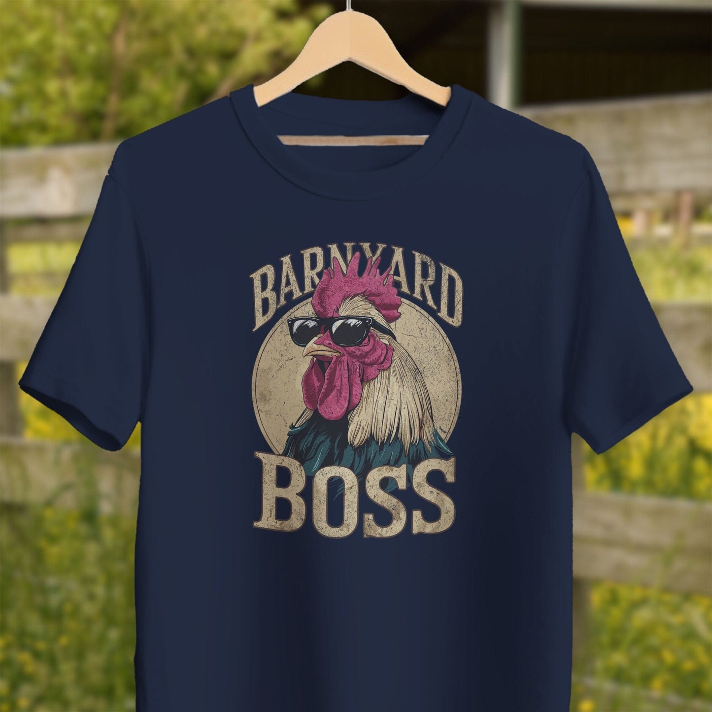 Mens Shirts Adult T-Shirt / Navy / XS Barnyard Boss Rooster Shirt