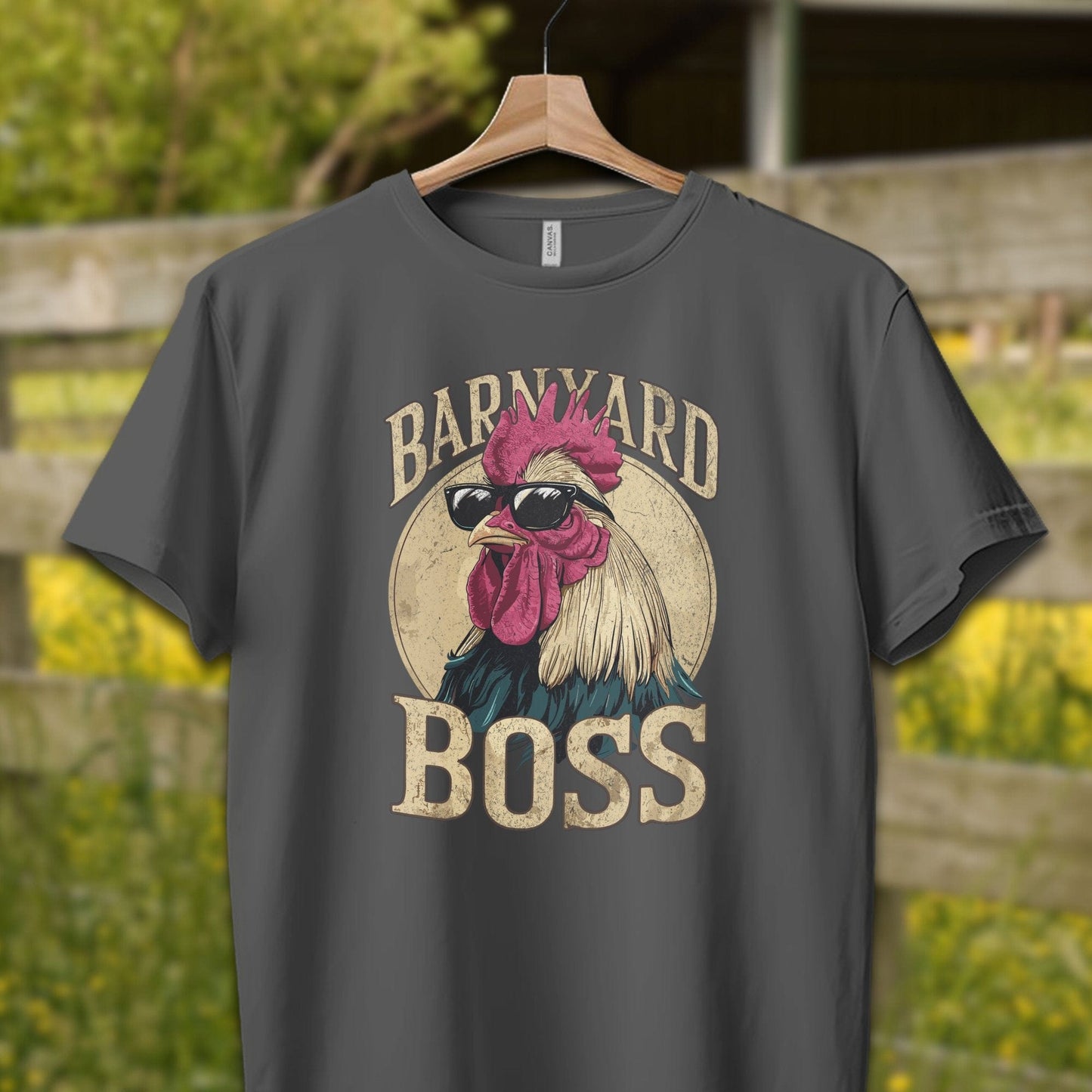 Mens Shirts Adult T-Shirt / S / Asphalt Barnyard Boss Rooster Shirt