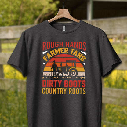 Mens Shirts Adult T-Shirt / XS / Dark Grey Heather Rough Hands Farmer Tans Shirt