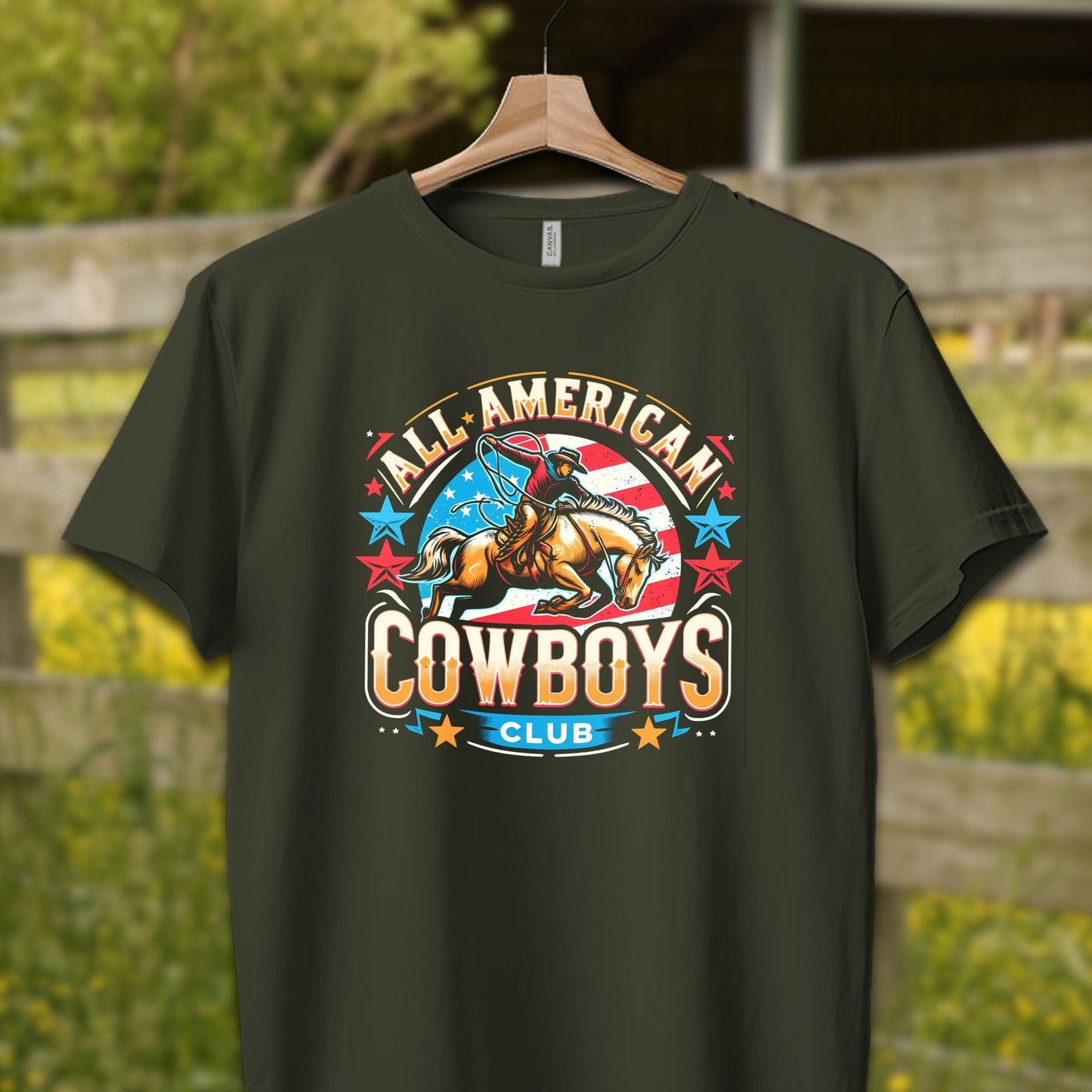 Mens Shirts Adult T-Shirt / XS / Dark Olive All American Cowboys Club Shirt