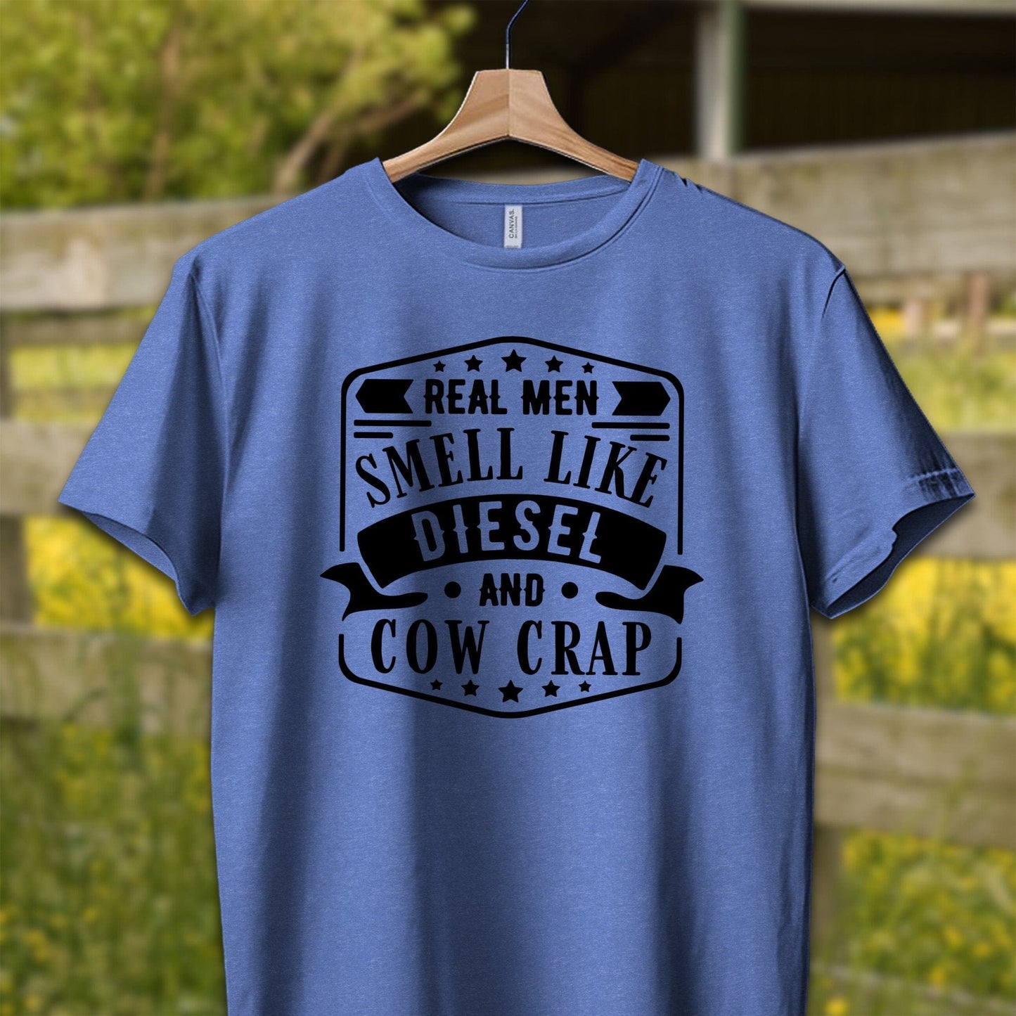 Mens Shirts Adult T-Shirt / XS / Heather Columbia Blue Real Men Smell Like Diesel Shirt