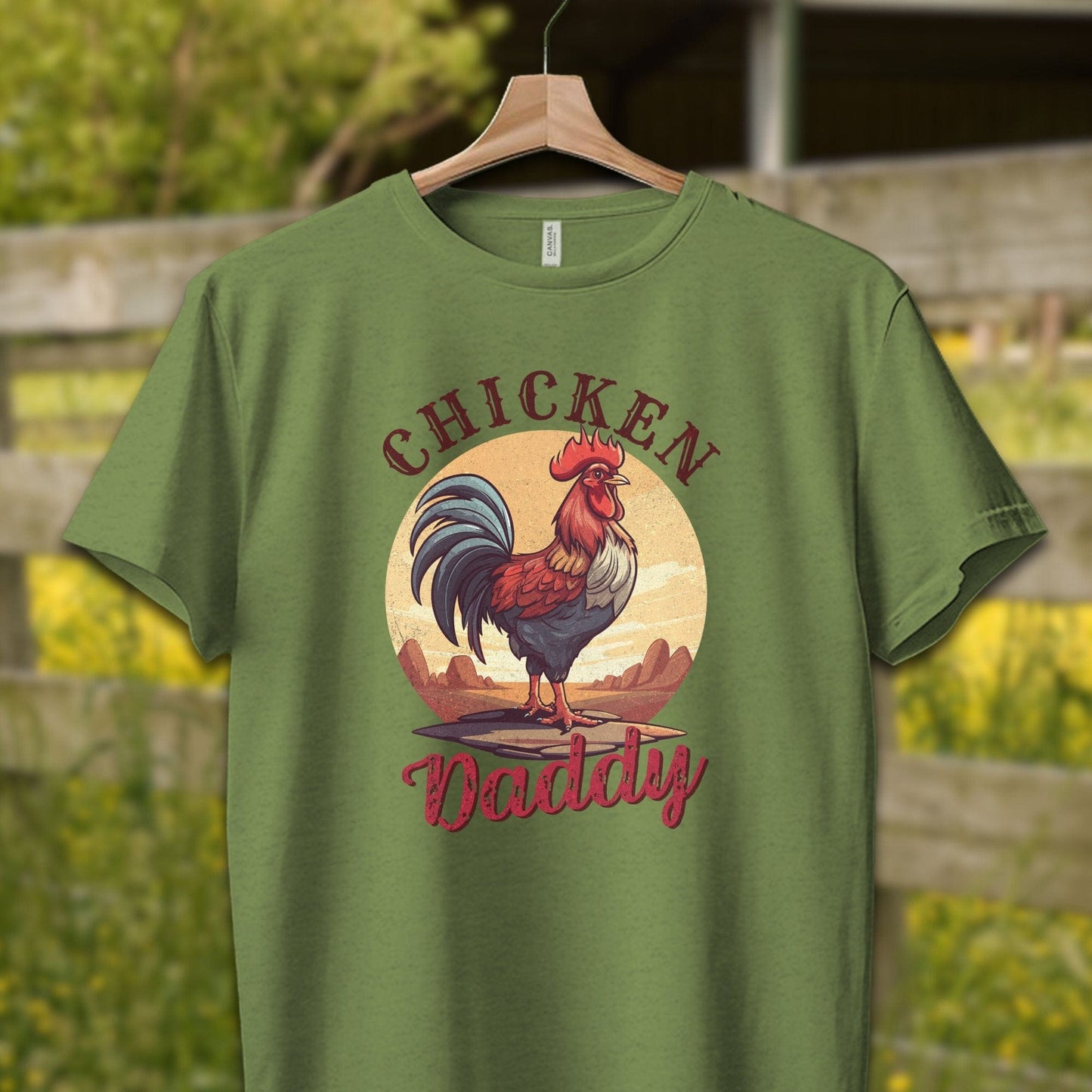 Mens Shirts Adult T-Shirt / XS / Heather Green Chicken Daddy Rooster Shirt