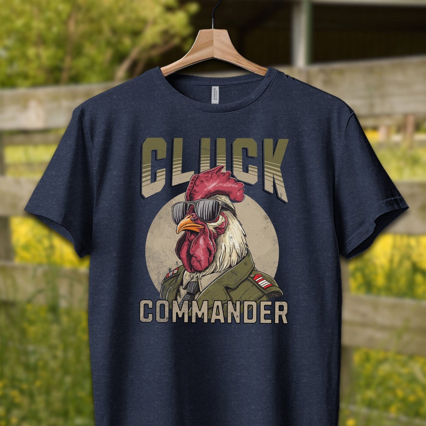 Mens Shirts Adult T-Shirt / XS / Heather Navy Cluck Commander Shirt