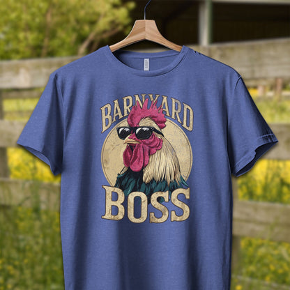 Mens Shirts Adult T-Shirt / XS / Heather True Royal Barnyard Boss Rooster Shirt