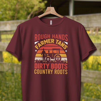 Mens Shirts Adult T-Shirt / XS / Maroon Rough Hands Farmer Tans Shirt