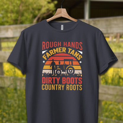 Mens Shirts Adult T-Shirt / XS / Navy Rough Hands Farmer Tans Shirt