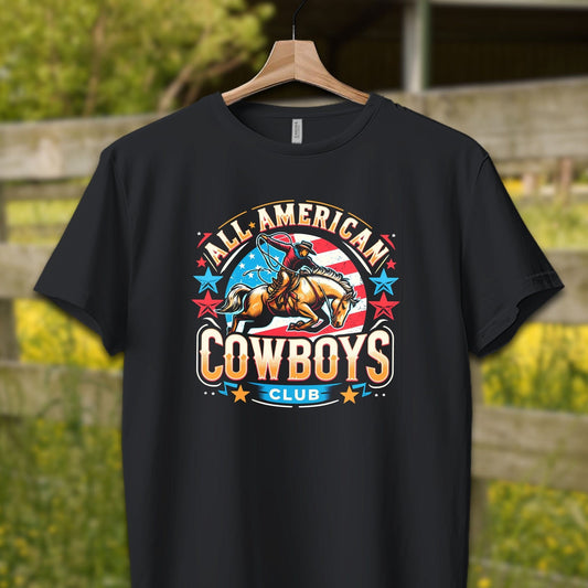 Mens Shirts Adult T-Shirt / XS / Vintage Black All American Cowboys Club Shirt