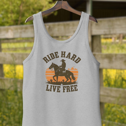 Mens Shirts Adult Tank Top / Athletic Heather / XS Ride Hard Live Free Shirt