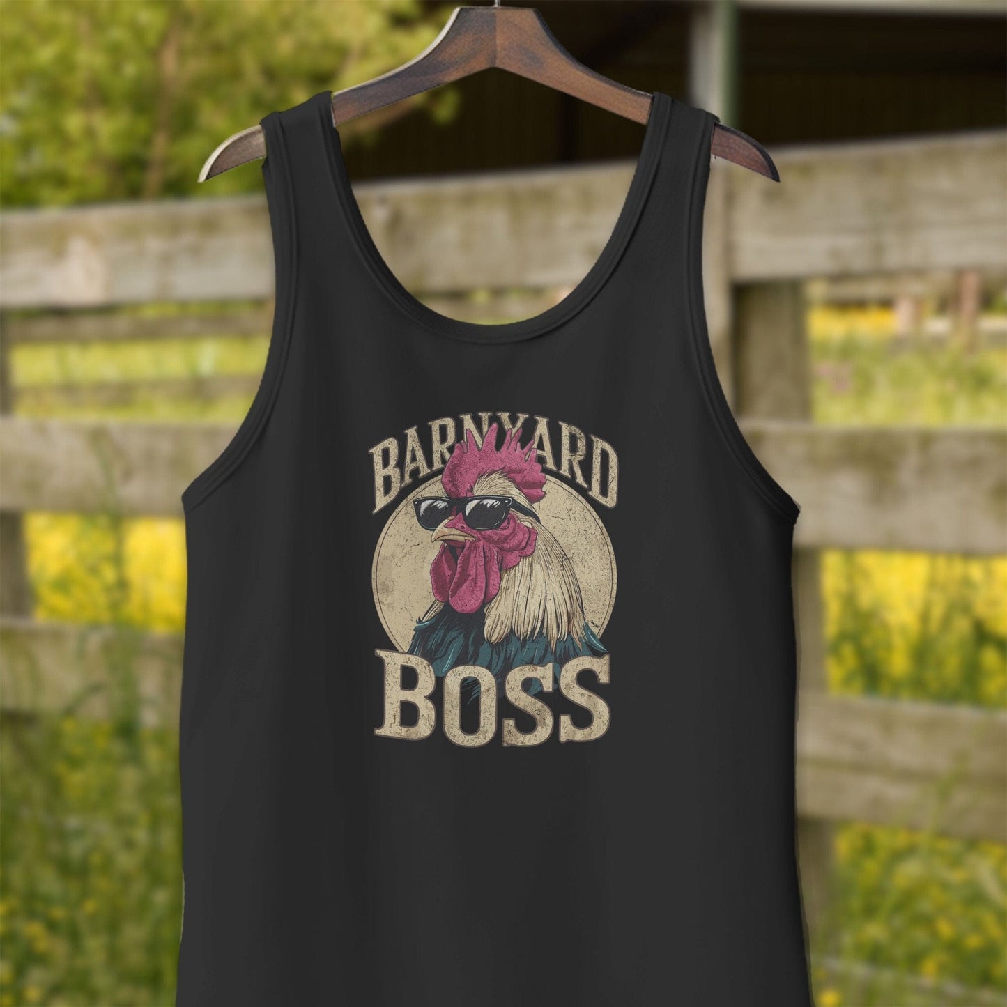 Mens Shirts Adult Tank Top / Black / XS Barnyard Boss Rooster Shirt