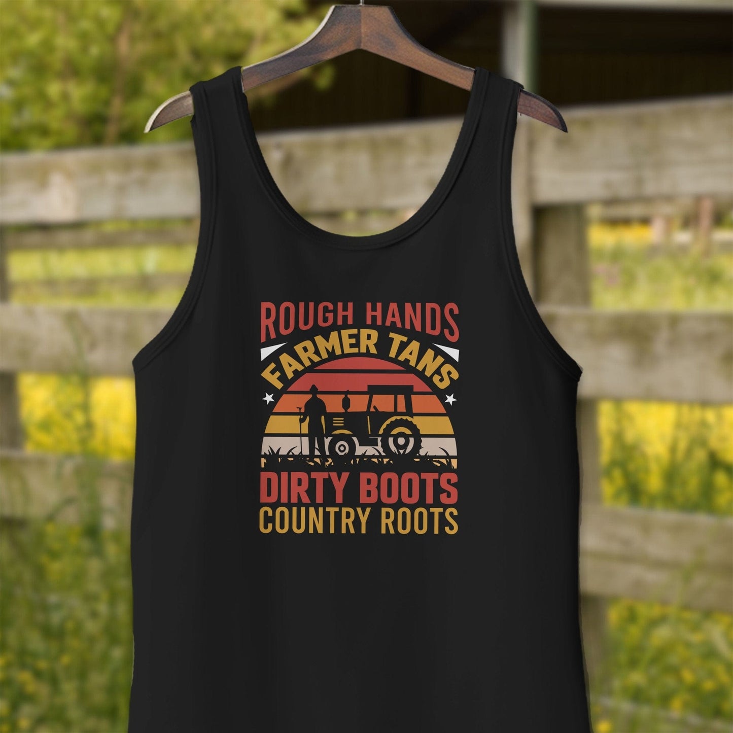 Mens Shirts Adult Tank Top / Black / XS Rough Hands Farmer Tans Shirt