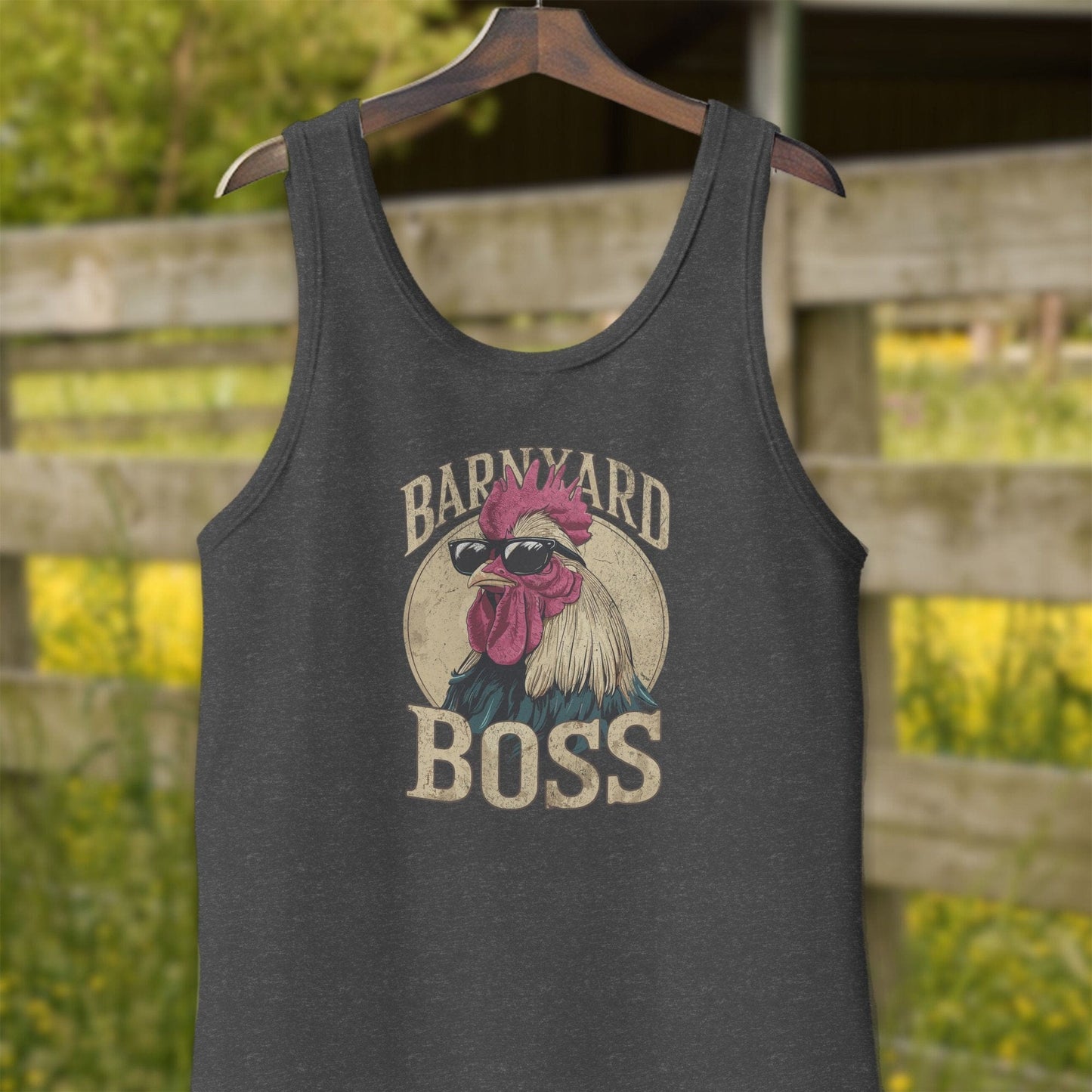 Mens Shirts Adult Tank Top / Dark Gray Heather / XS Barnyard Boss Rooster Shirt