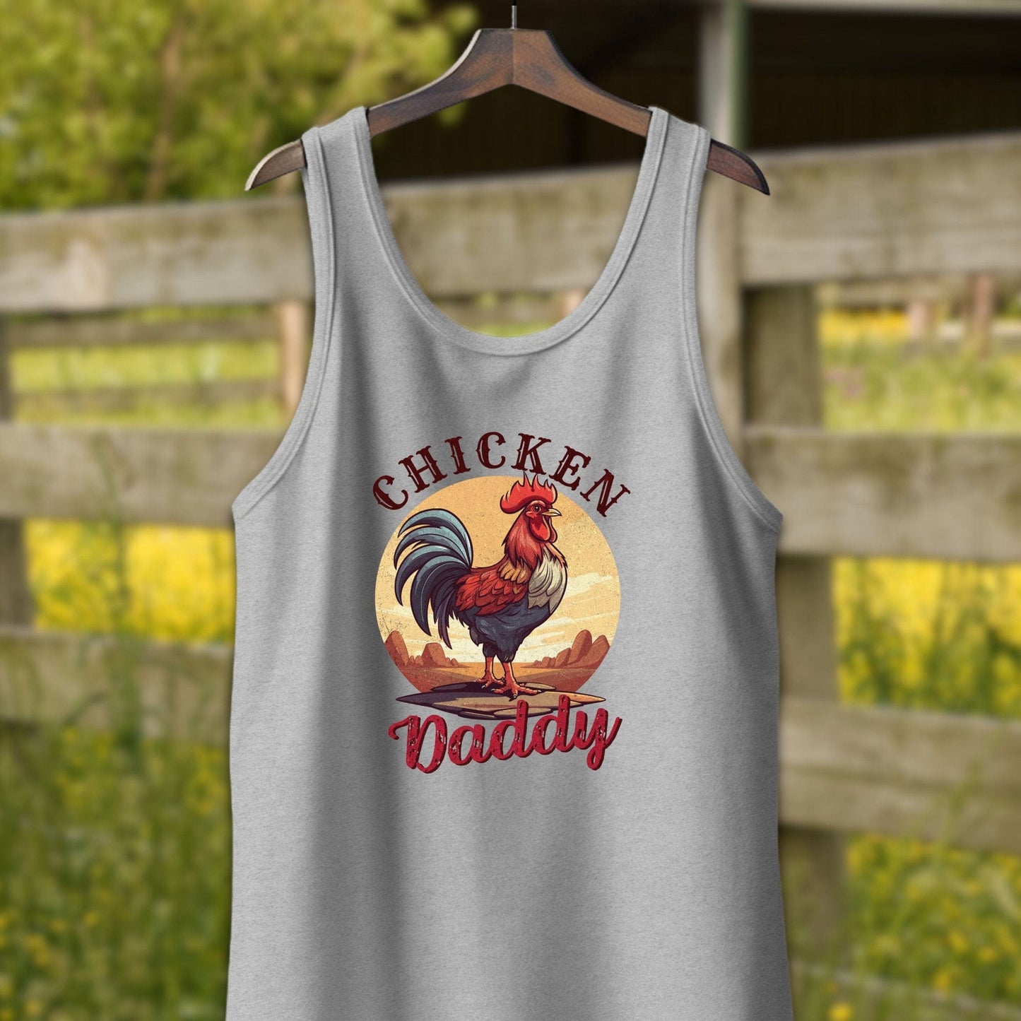 Mens Shirts Adult Tank Top / XS / Athletic Heather Chicken Daddy Rooster Shirt