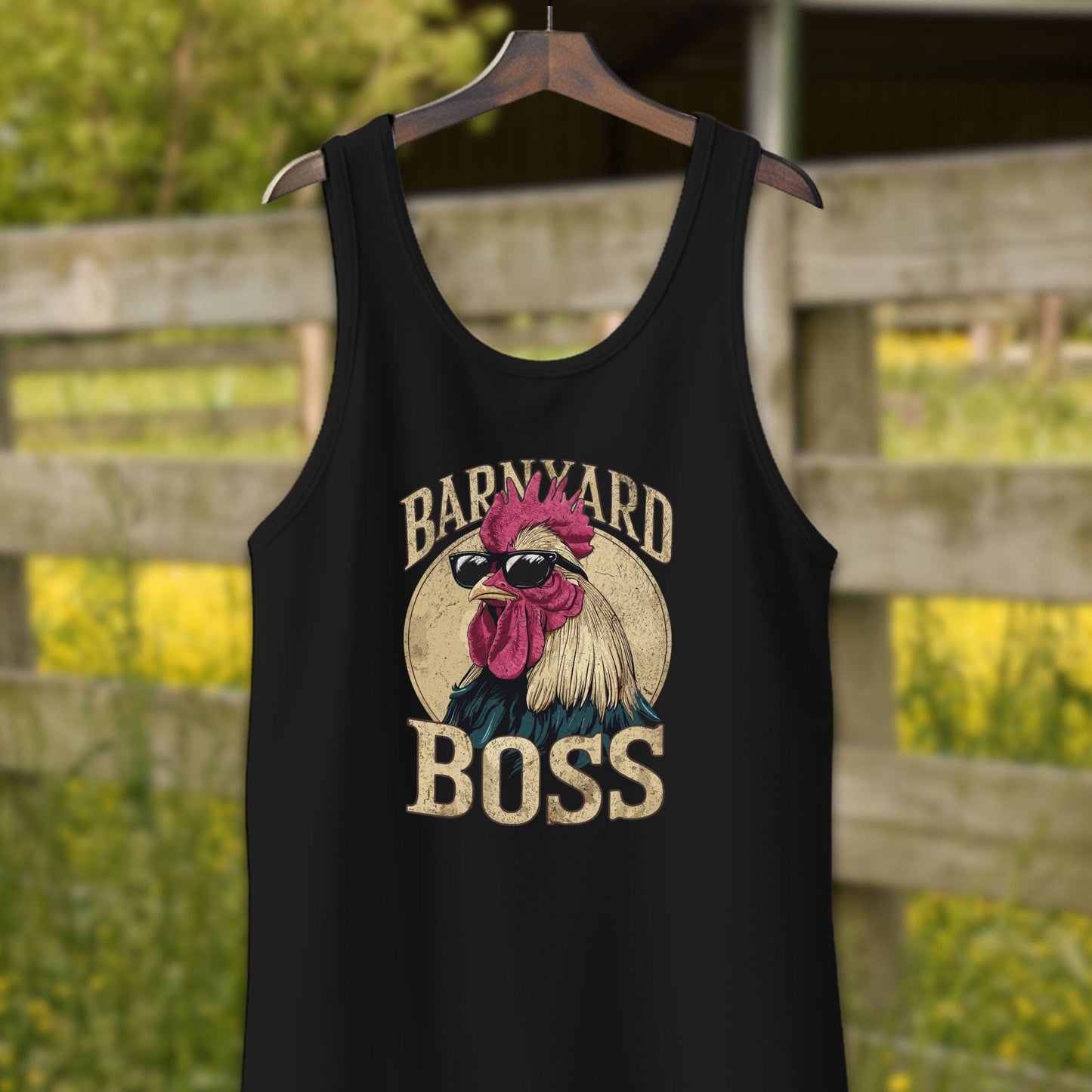 Mens Shirts Adult Tank Top / XS / Black Barnyard Boss Rooster Shirt