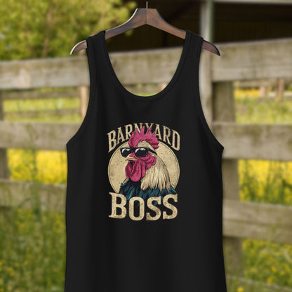 Mens Shirts Adult Tank Top / XS / Black Barnyard Boss Rooster Shirt