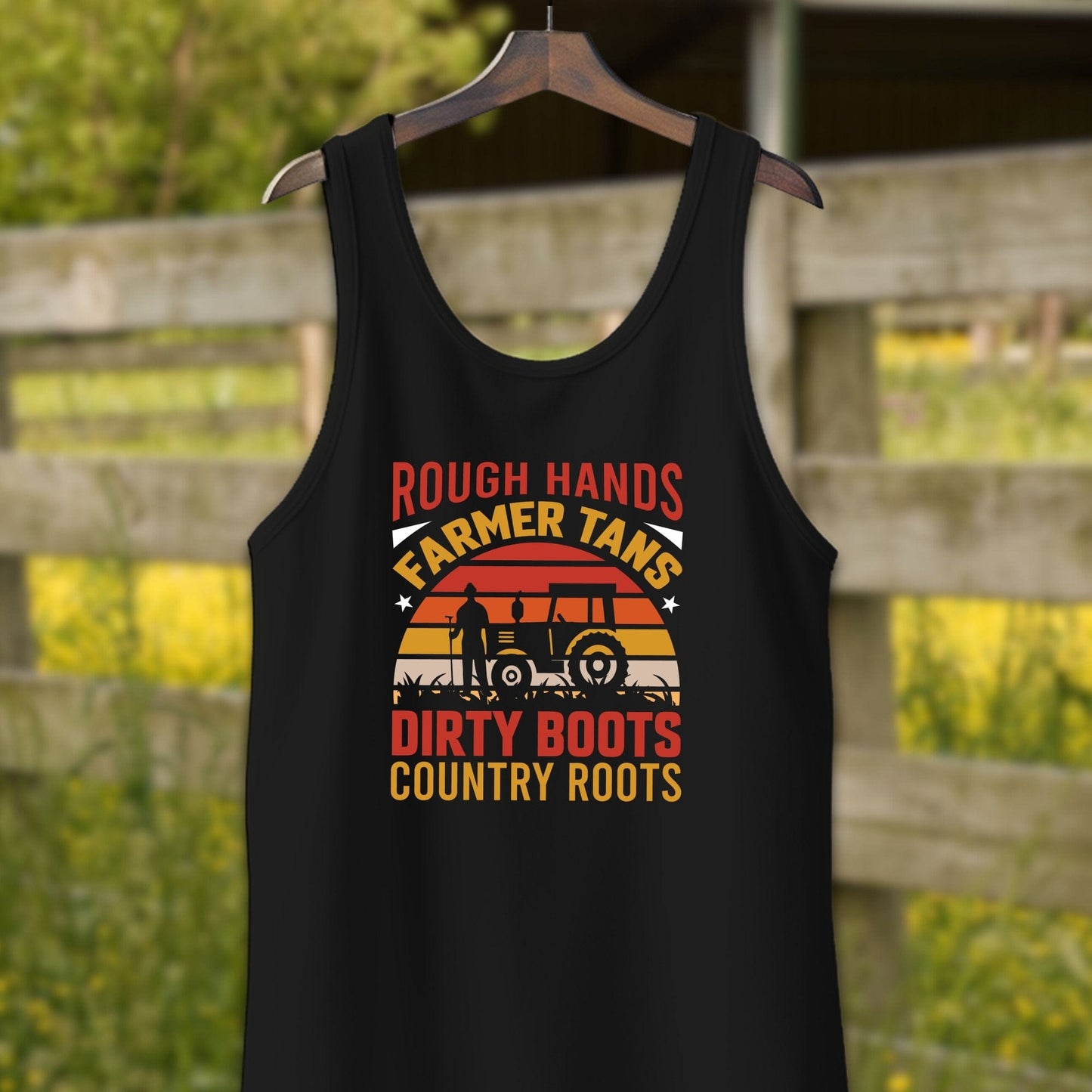 Mens Shirts Adult Tank Top / XS / Black Rough Hands Farmer Tans Shirt