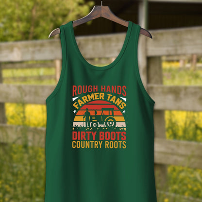 Mens Shirts Adult Tank Top / XS / Kelly Rough Hands Farmer Tans Shirt