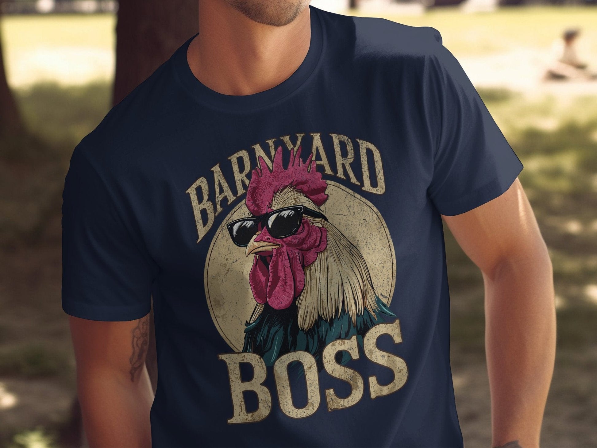 Mens Shirts Barnyard Boss Rooster Shirt