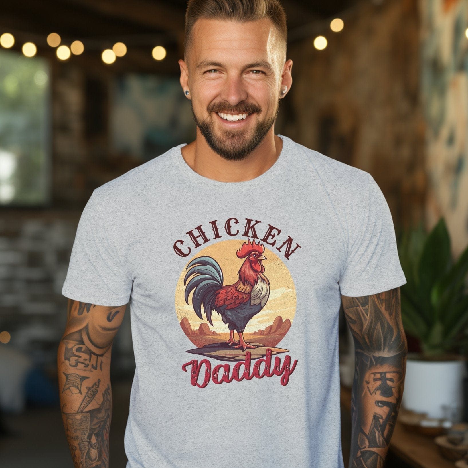 Mens Shirts Chicken Daddy Rooster Shirt