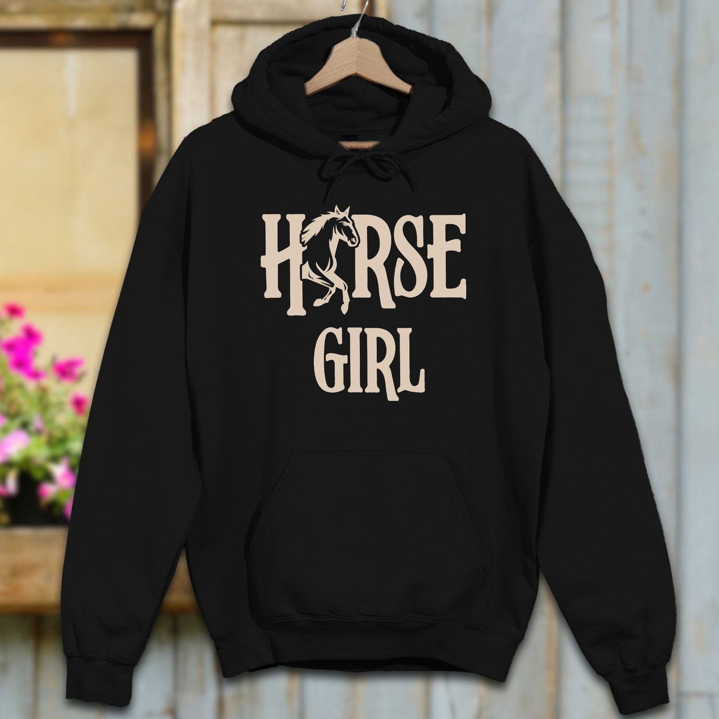 Physical Item Adult Hoodie / S / Black Horse Girl Hoodie