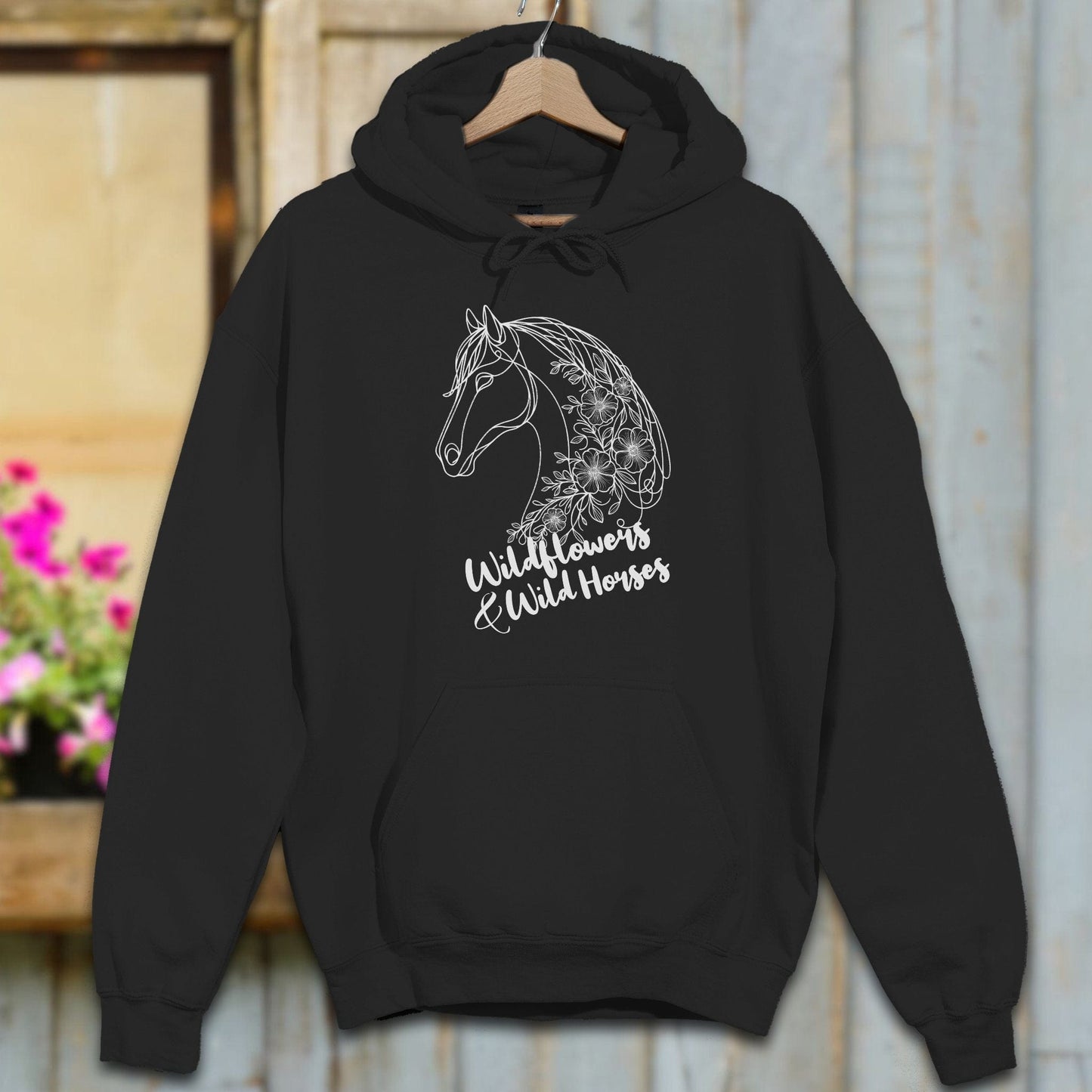 Physical Item Adult Hoodie / S / Black Wildflowers And Wild Horses Hoodie