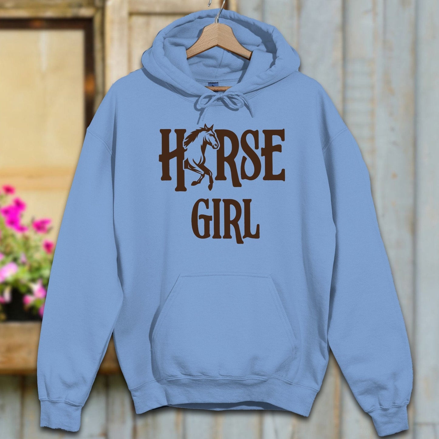 Physical Item Adult Hoodie / S / Carolina Blue Horse Girl Hoodie