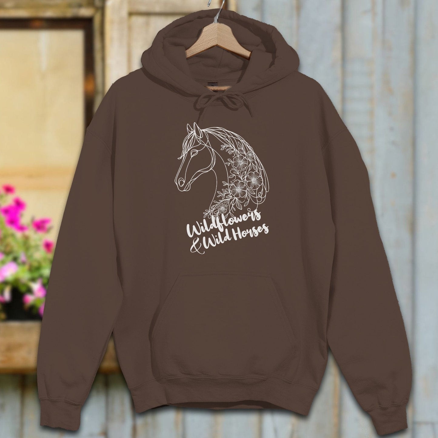 Physical Item Adult Hoodie / S / Dark Chocolate Wildflowers And Wild Horses Hoodie