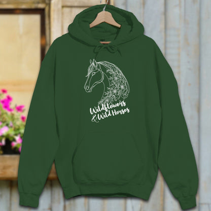 Physical Item Adult Hoodie / S / Forest Green Wildflowers And Wild Horses Hoodie