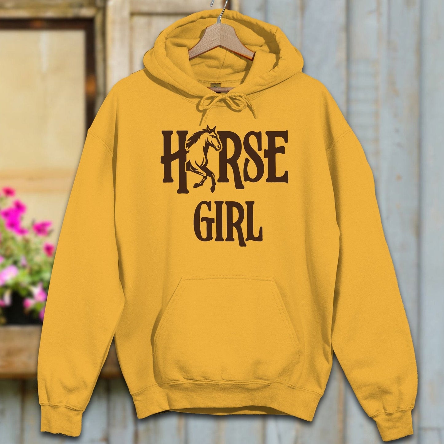 Physical Item Adult Hoodie / S / Gold Horse Girl Hoodie