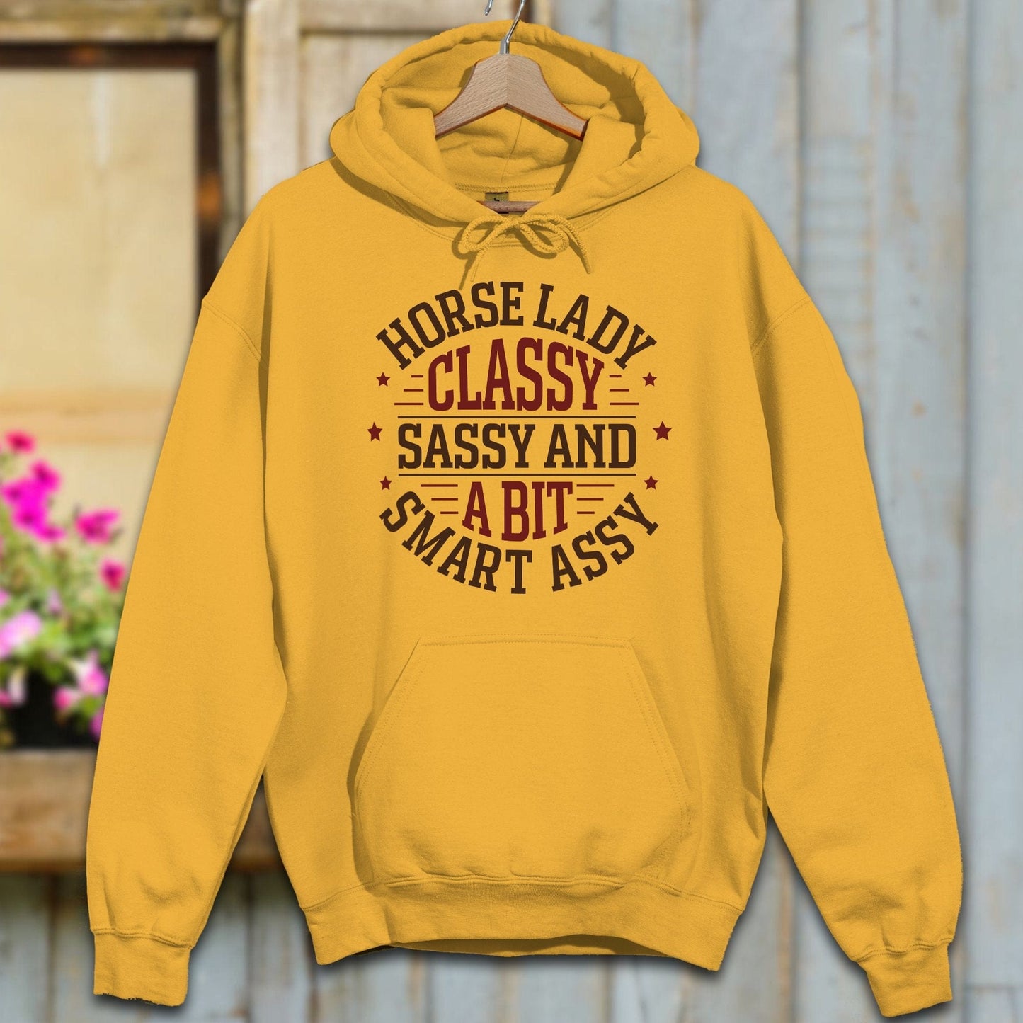 Physical Item Adult Hoodie / S / Gold Horse Lady Classy Sassy Hoodie