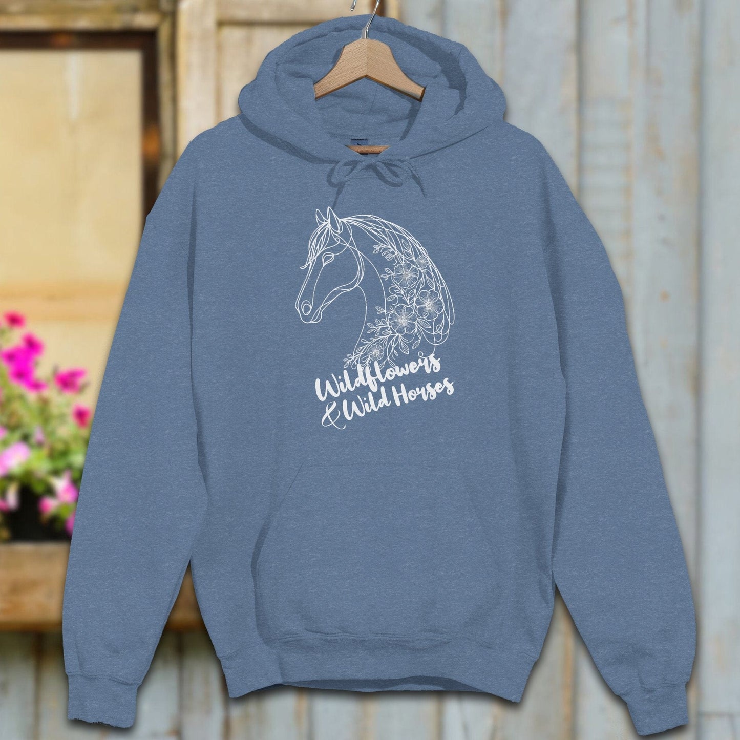 Physical Item Adult Hoodie / S / Heather Sport Dark Navy Wildflowers And Wild Horses Hoodie