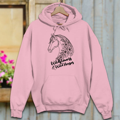 Physical Item Adult Hoodie / S / Light Pink Wildflowers And Wild Horses Hoodie