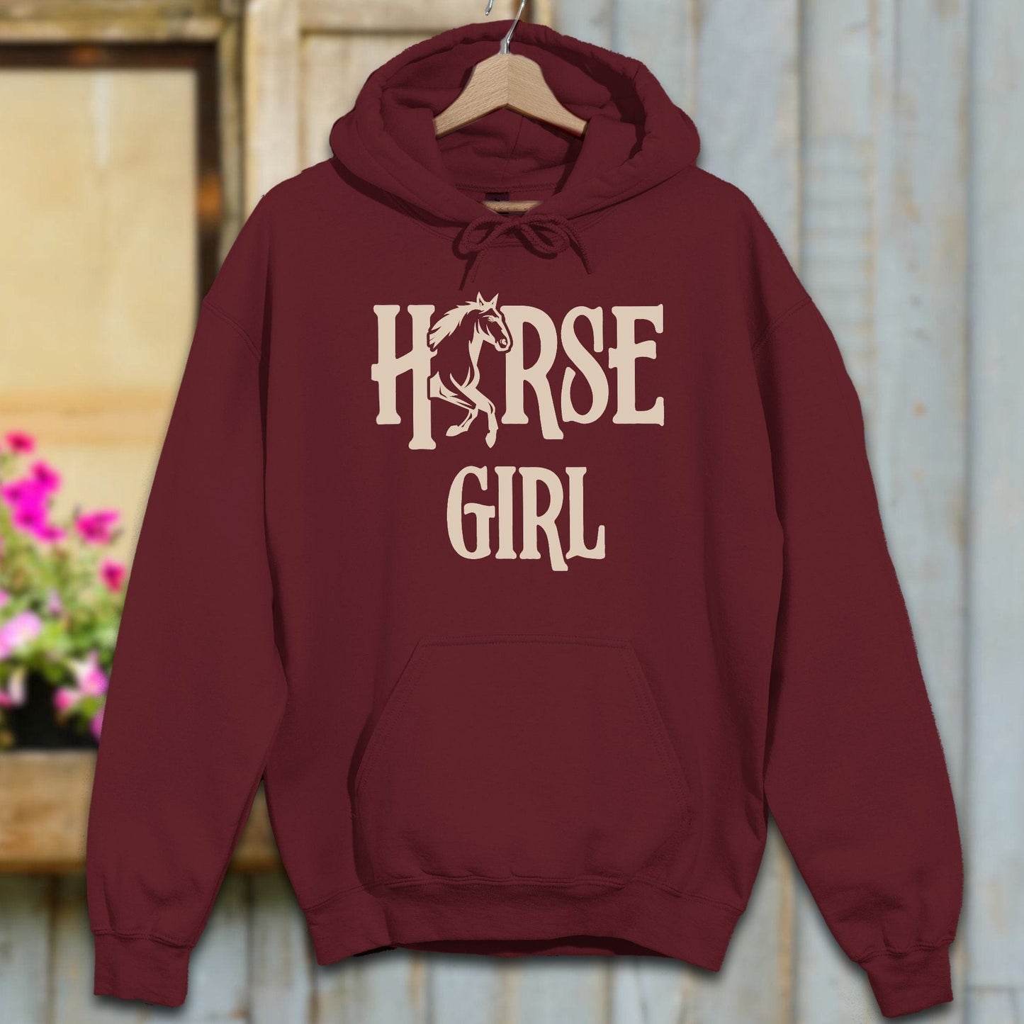 Physical Item Adult Hoodie / S / Maroon Horse Girl Hoodie