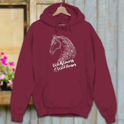 Physical Item Adult Hoodie / S / Maroon Wildflowers And Wild Horses Hoodie