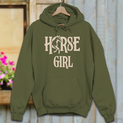 Physical Item Adult Hoodie / S / Military Green Horse Girl Hoodie