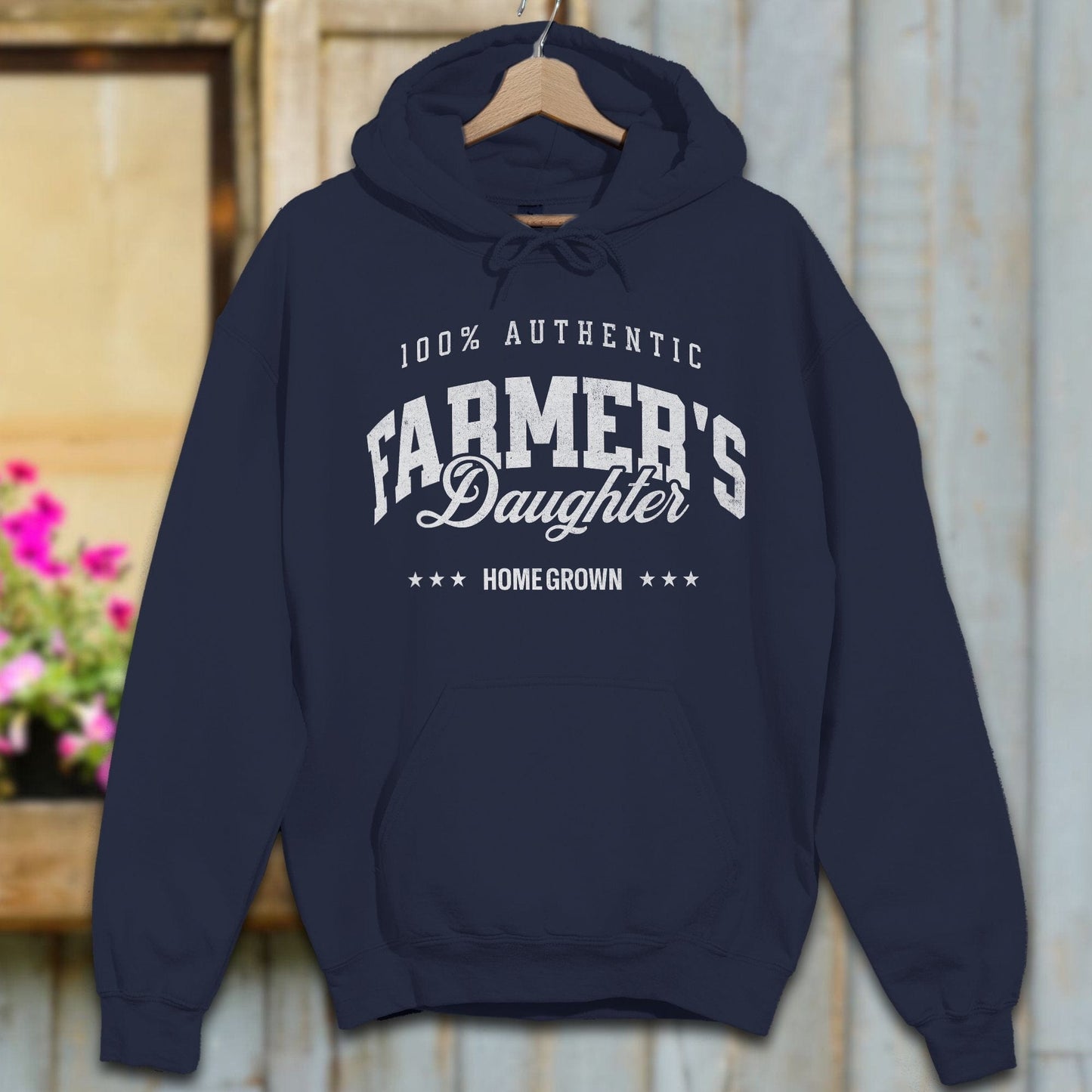 Physical Item Adult Hoodie / S / Navy 100% Authentic Farmers Daughter Shirt