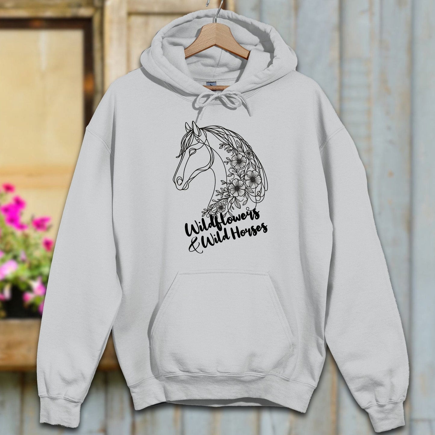 Physical Item Adult Hoodie / S / Sport Grey Wildflowers And Wild Horses Hoodie