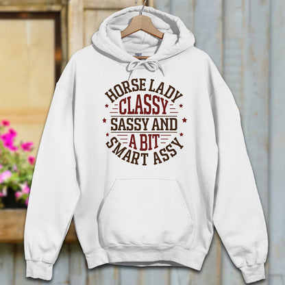 Physical Item Adult Hoodie / S / White Horse Lady Classy Sassy Hoodie