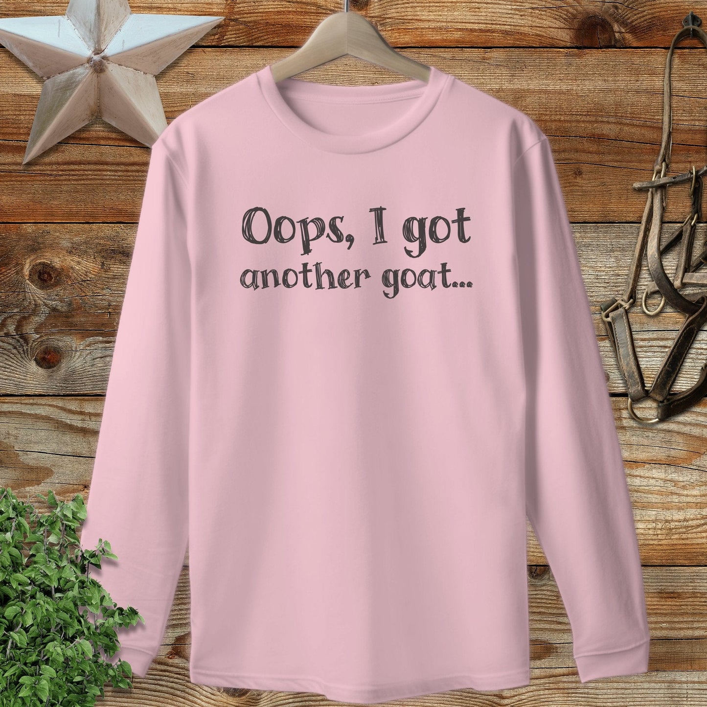 Physical Item Adult Long Sleeve Tee / S / Light Pink Oops Another Goat Long Sleeve Tee