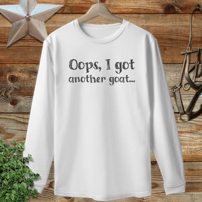 Physical Item Adult Long Sleeve Tee / S / White Oops Another Goat Long Sleeve Tee