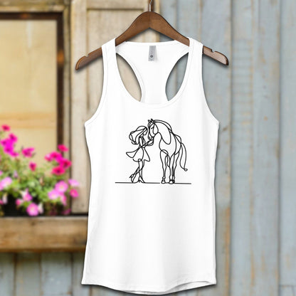 Physical Item Adult Racerback / White / XS Lady and Horse Art Shirt