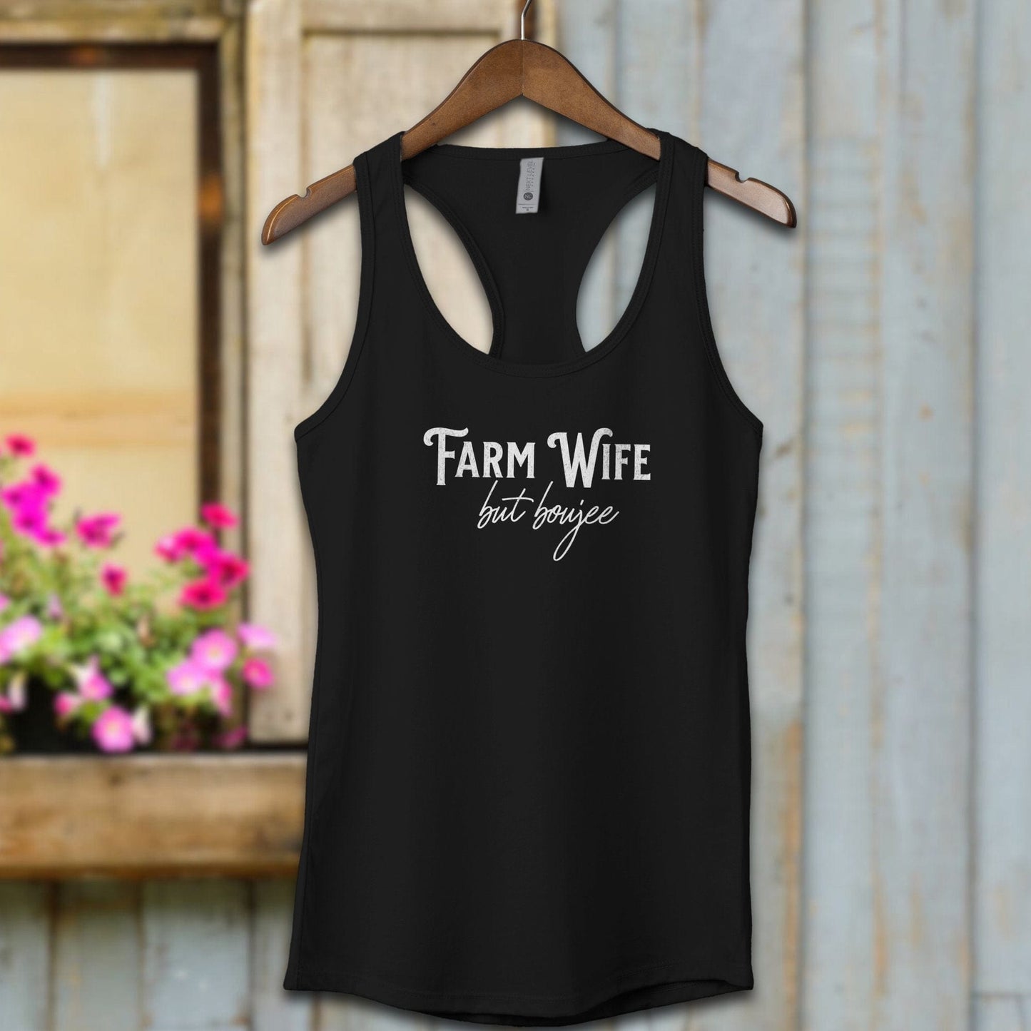 Physical Item Adult Racerback / XS / Black Farm Wife but Boujee Shirt