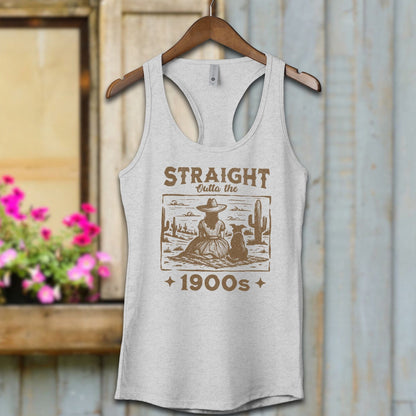 Physical Item Adult Racerback / XS / Heather Grey Straight Outta the 1900s Girl Shirt